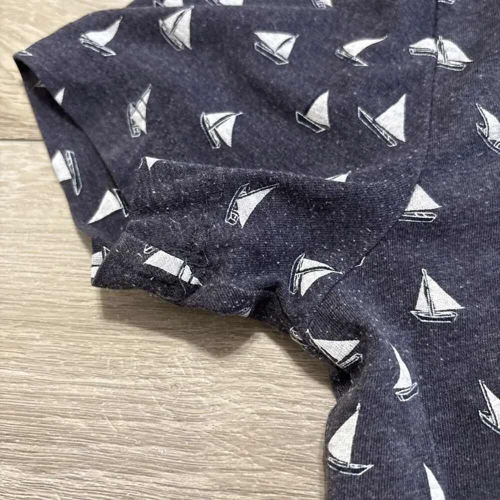 J. Crew Slim Washed Sailboat Print Pocket T Shirt Crew Neck Men's Extra Small XS